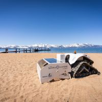 BEBOT cleaning up waste at the Tahoe Beach Club. Photo Courtesy of Katy Jo Caringer of ECO-CLEAN Solutions.
