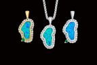 Steve Schmier's Jewelry, Fancy Diamond Opal Lake Tahoe Necklace