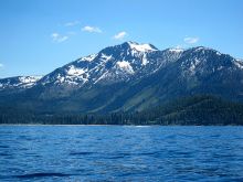 View of Mt. Tallac across the water of Lake Tahoe