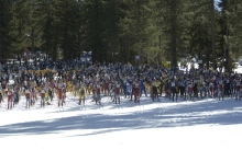 Skiers line up in preparation to start The Great Ski Race. Photo Credit: The Great Ski Race, Tahoe XC