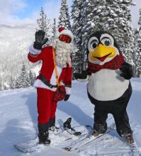 Santa and Penguin Pete will be making their annual visit to Diamond Peak for the holidays. Photo credit: IVCBA and Diamond Peak.