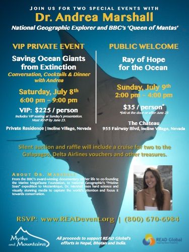 Myths and Mountains, Intimate Conversation, Cocktails & Dinner with Dr. Andrea Marshall: Saving Ocean Giants from Extinction