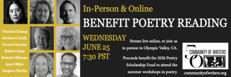 Community of Writers, Community of Writers Poetry Benefit Reading - In-Person & Online