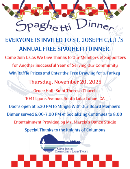 St. Joseph Community Land Trust, St. Joseph CLT's Annual Free Spaghetti Dinner