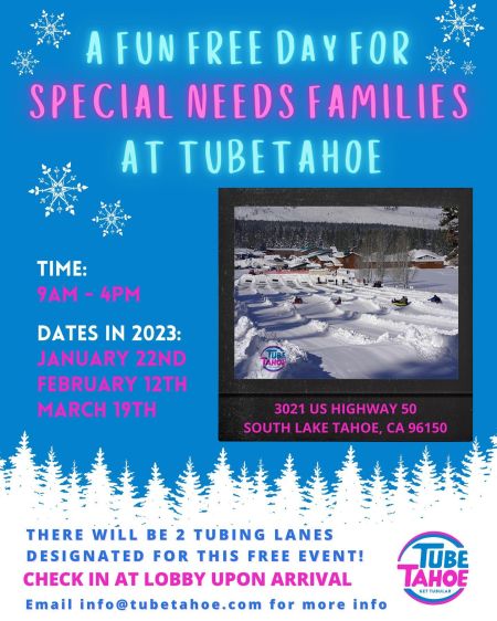 TubeTahoe, Free Fun Day for Special Needs Families