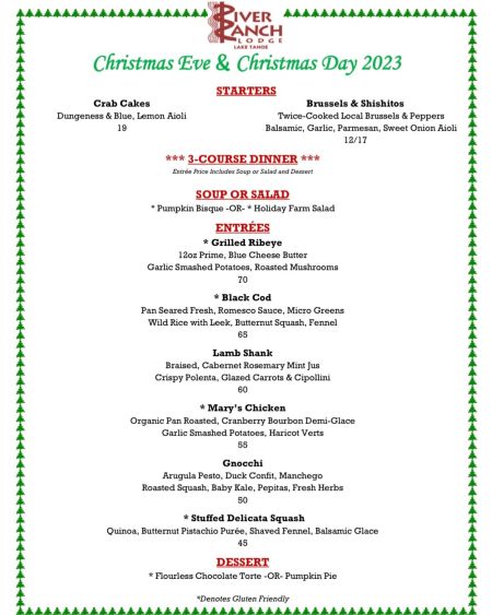 River Ranch Lodge & Restaurant, Christmas Dinner