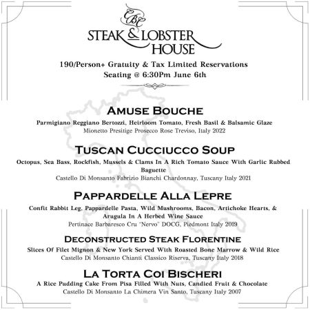 Crystal Bay Steak & Lobster House, Five-Course Dinner: Italian Countryside