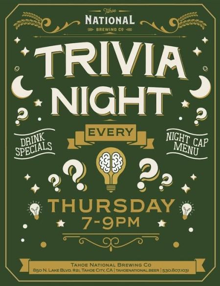Tahoe National Brewing Co., Trivia Night