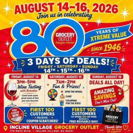 Grocery Outlet Incline Village, Grocery Outlet 80th Anniversary Celebration: 3 days of Deals