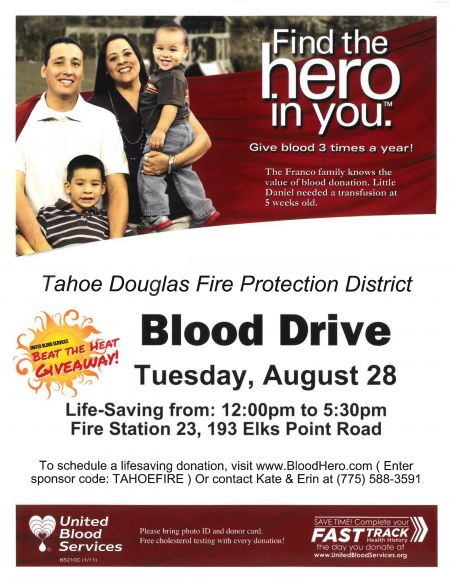 Tahoe Douglas Fire Protection District, Tahoe Douglas Fire Protection District Community Blood Drive