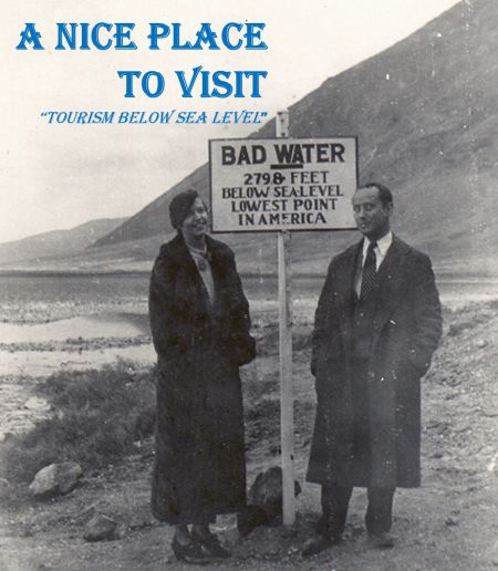 Early tourists visiting the Badwater Basin in Death Valley National Park. 