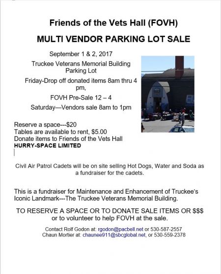 Friends of the Veterans Memorial Building, Friends of the Veterans Memorial Building annual multi vendor parking lot sale