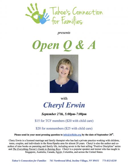 Tahoe's Connection For Families, Cheryl Erwin- Open Q&A