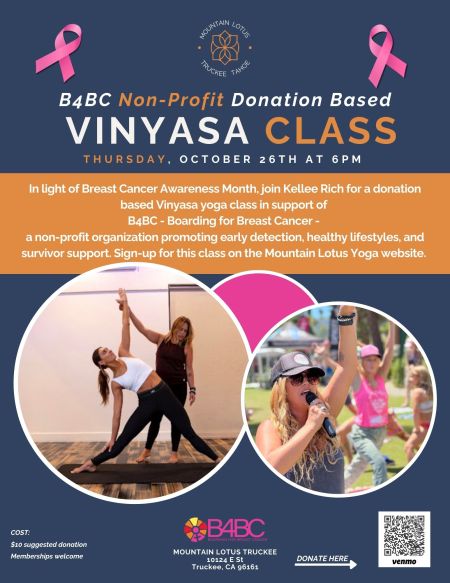 Mountain Lotus Yoga, B4BC Non-Profit Donation Based Vinyasa Class