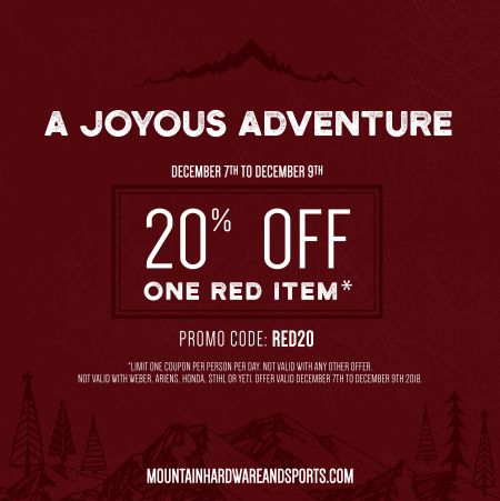 Mountain Hardware & Sports, 20% Off Any Red Item at Mountain Hardware and Sports