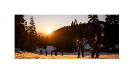 Snow shoeing at sunset