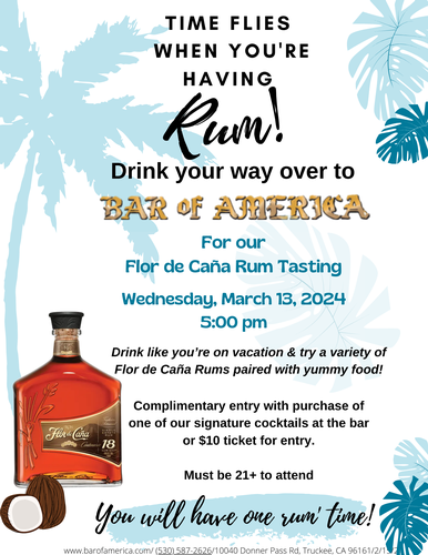 Bar of America, Flor de Caña Rum Tasting