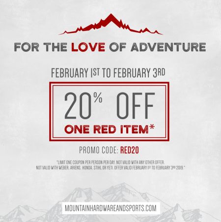 Mountain Hardware & Sports, 20% Off Any Red Item at Mountain Hardware and Sports