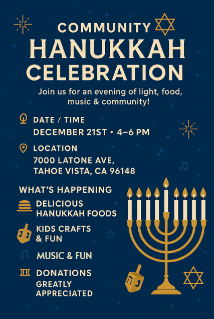 North Tahoe Hebrew Congregation, Hannukah Celebration