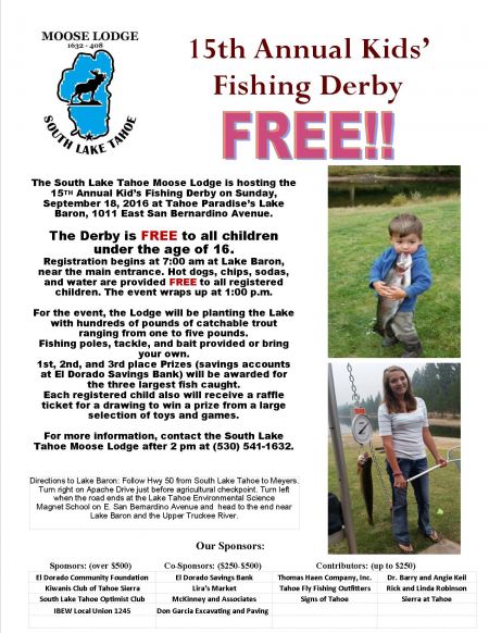 South Lake Tahoe Moose Lodge, 15th Annual Kids' Fishing Derby
