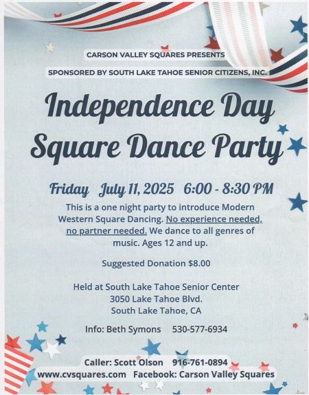 City of South Lake Tahoe Senior Center, INDEPENDENT DAY SQUARE DANCE PARTY