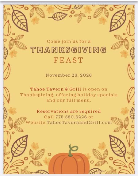 Tahoe Tavern & Grill, Thanksgiving Dinner