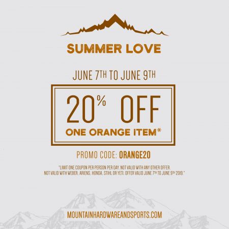 Mountain Hardware & Sports, 20% Off Any Orange Item at Mountain Hardware and Sports
