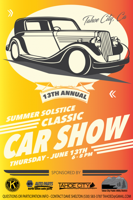 Tahoe City Downtown Association, 13th Annual Summer Solstice Classic Car Show