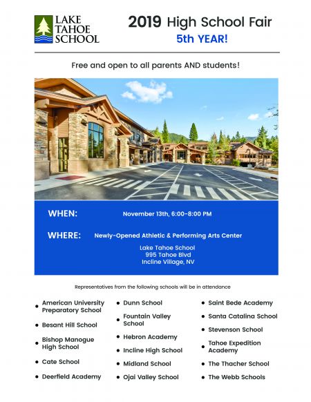 Lake Tahoe School, High School & Boarding/Prep School Fair