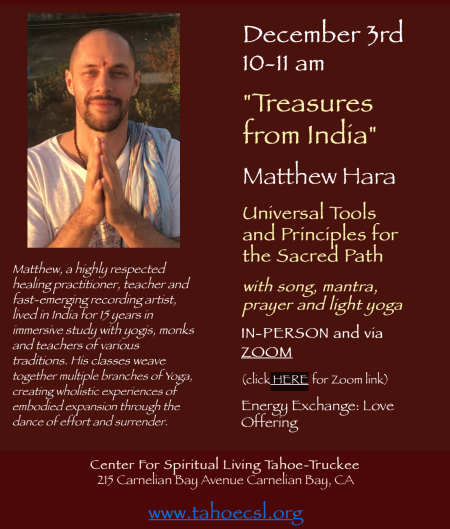 Center for Spiritual Living Tahoe-Truckee, Treasures of India