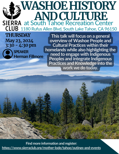 Tahoe Area Sierra Club, Washoe History & Culture Presentation