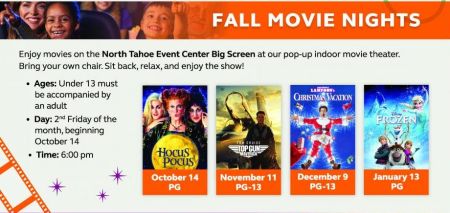 North Tahoe Recreation & Parks, Fall Movie Nights