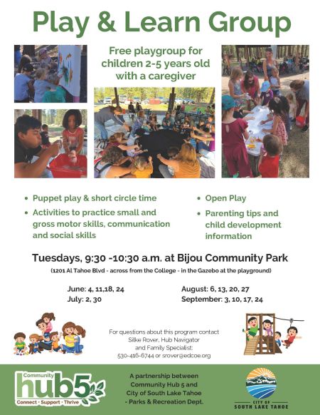 El Dorado County Community Hub 5, Play & Learn Group (Ages 2-5)