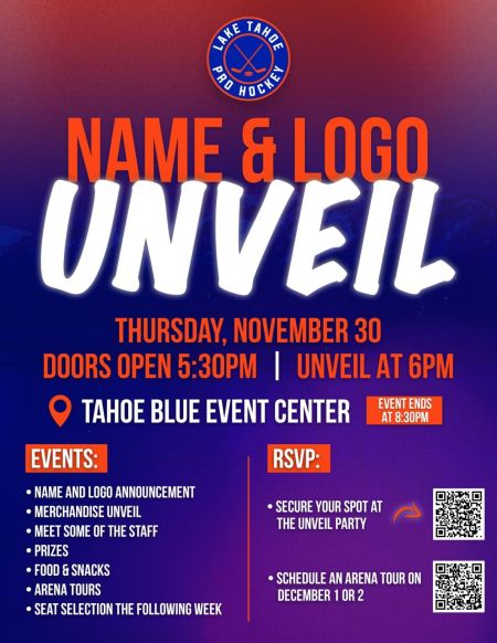 Tahoe Blue Event Center, Lake Tahoe Pro Hockey Name & Logo Unveil Party