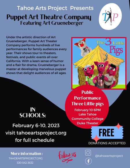 Tahoe Arts Project, Puppet Art Theatre Company: The Three Little Pigs