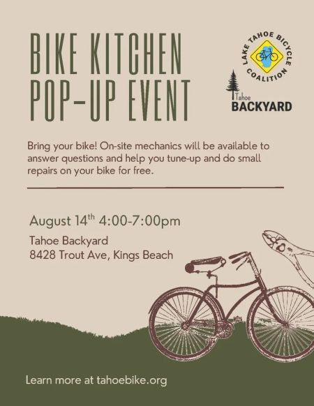 Lake Tahoe Bicycle Coalition, Bike Kitchen Pop-Up Event at Tahoe Backyard