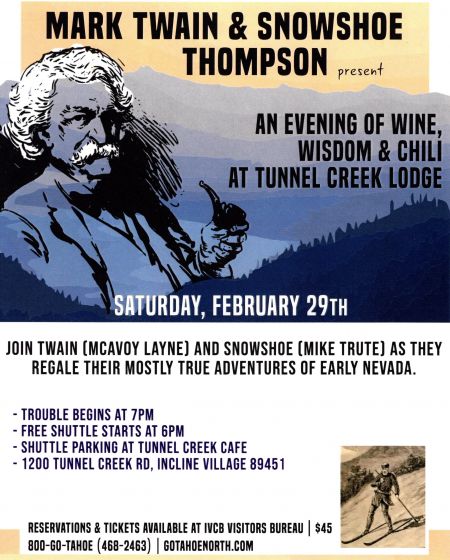 Ghost of Twain, Mark Twain & Snowshoe Thompson at Tunnel Creek Lodge