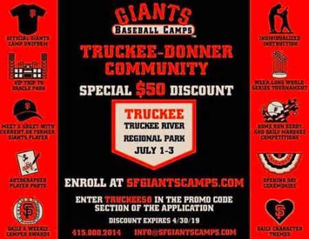 Truckee Donner Recreation & Park District, Giants Baseball Camp at Truckee Regional Park