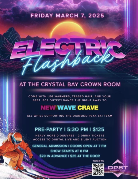 North Lake Tahoe SNOWFEST, Electric Flashback Fundraiser at Crystal Bay Club