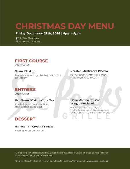 Six Peaks Grille, Christmas Day Prix Fixe