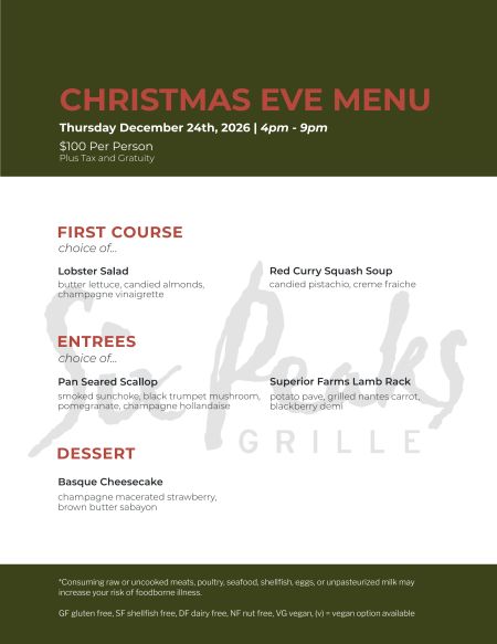 Six Peaks Grille, Christmas Eve Prix Fixe