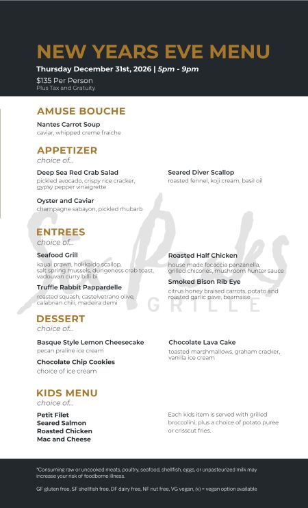 Six Peaks Grille, New Year’s Eve Prix Fixe