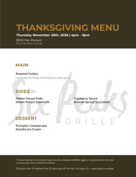 Six Peaks Grille, Thanksgiving Prix Fixe