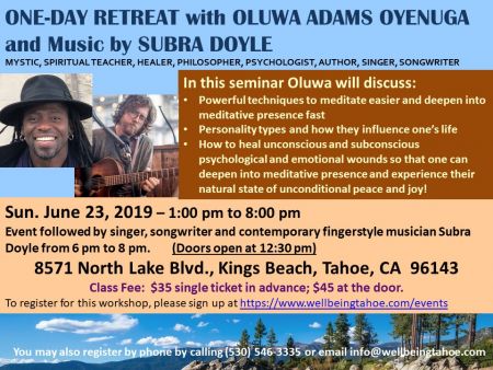 Well Being Tahoe, Meditation Retreat followed by Live Music