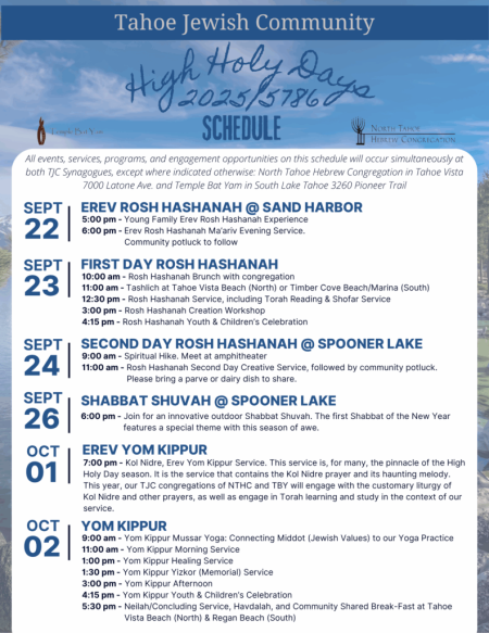 North Tahoe Hebrew Congregation, Yom Kippur