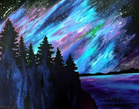Tranquil Palette- A Social Art Event-Paint and Sip, Lake Tahoe Galaxy 2 Hour Painting at Tahoe AleWorx  Sunday 9/17 from 3 to 5 PM