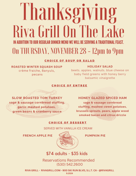 Riva Grill, Thanksgiving on the Lake