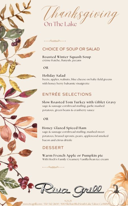 Riva Grill, Thanksgiving Dinner on The Lake