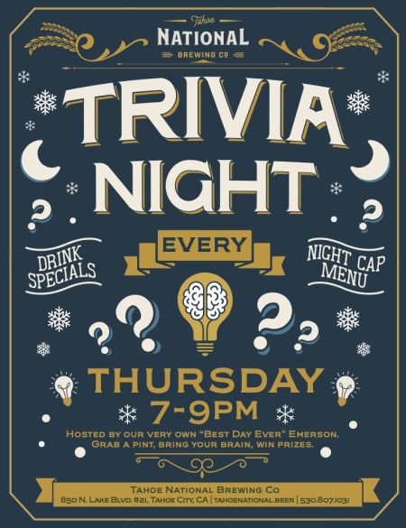 Tahoe National Brewing Co., Trivia Night