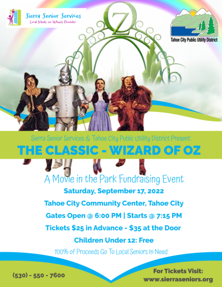 Sierra Senior Services, Wizard of Oz: Movie in the Park Fundraising Event